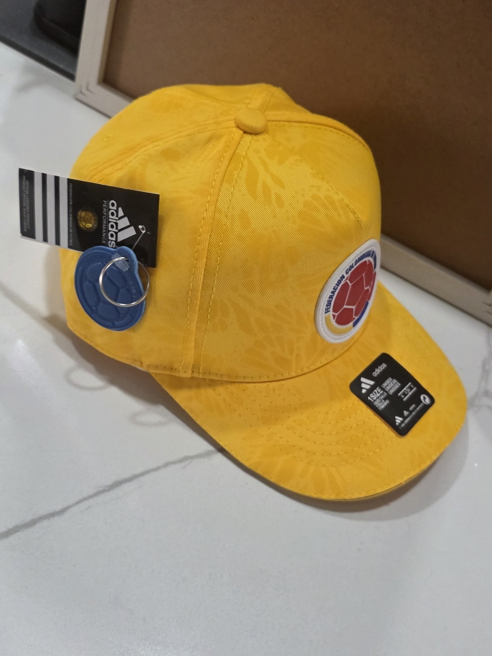 adidas Yellow Colombia Football Patch Cap - Picture 2 of 3
